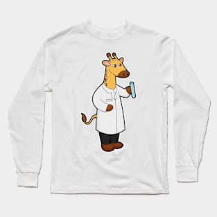 Giraffe as Doctor with Test tube Long Sleeve T-Shirt